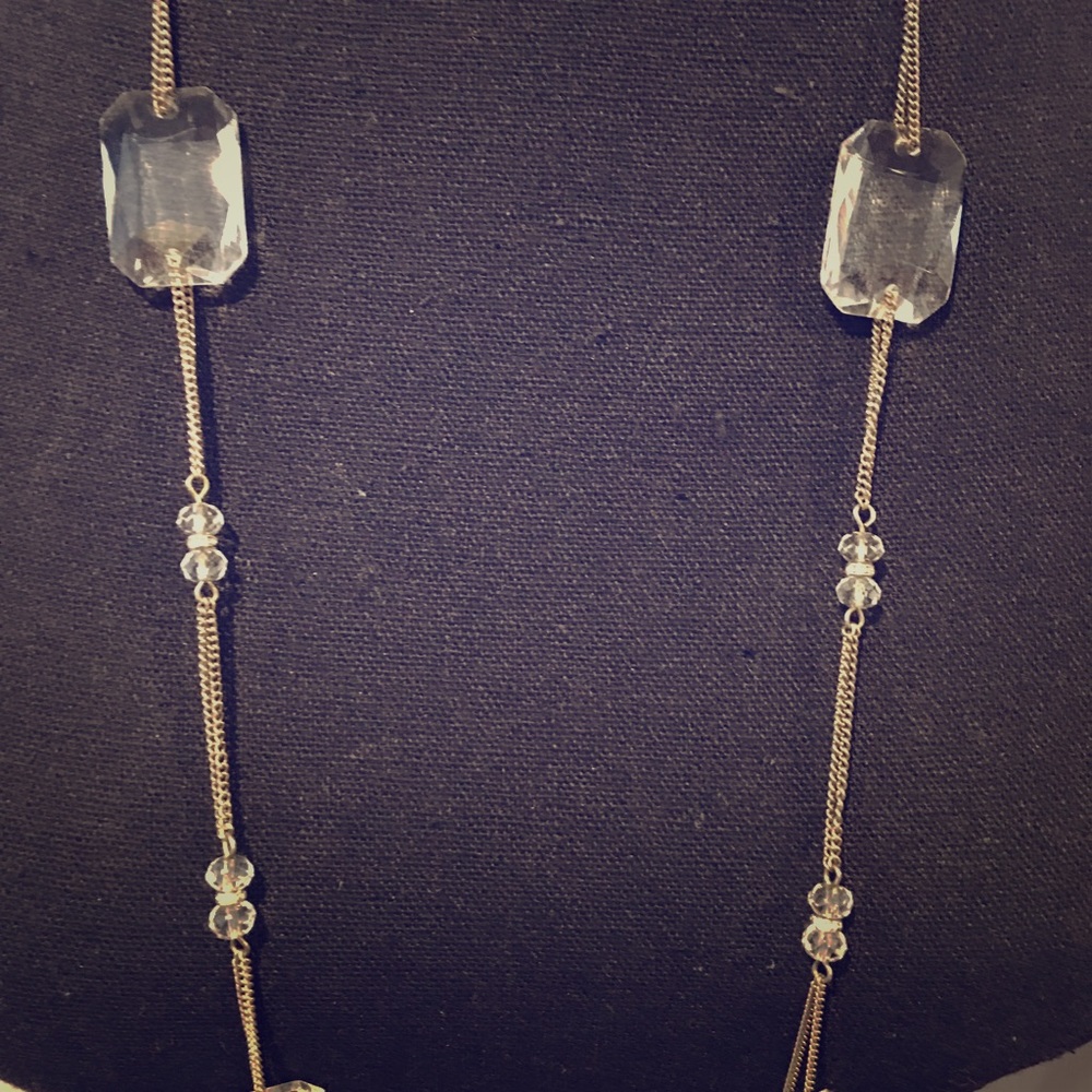 Golden Necklace with Clear Beads